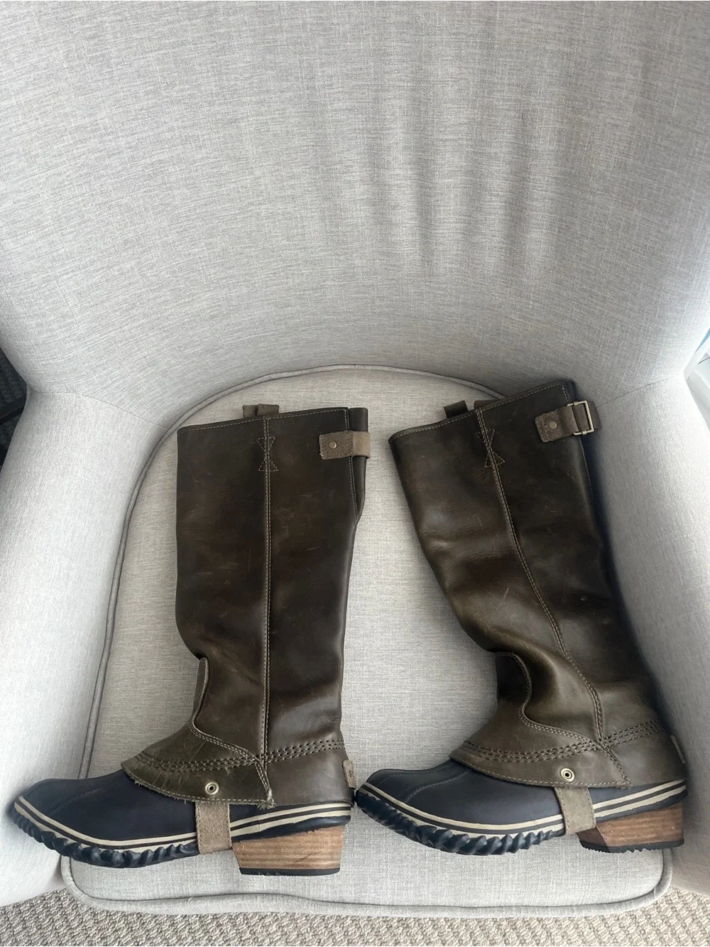 Sorel Slimpack Tall Waterproof Riding Duck Boots Nori Green Size 8